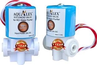 AQUALEX Pokar RO, 2 pcs Pure COPPER, long Life Solenoid Valve (SV) 24v DC , for RO Tap Mount Water Filter