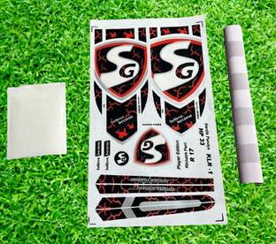 SG HARDIK PANDYA RED-07 GLOSSY SHINE ADVANCE GUM NEW EDITION WITH FIVER TAPE AND GRIP Bat Sticker