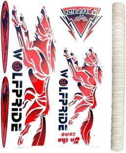 WOLF PRIDE IN THE ZONE RED/WHITE CRICKET BAT STICKER PACK (STICKER+GRIP) Bat Sticker