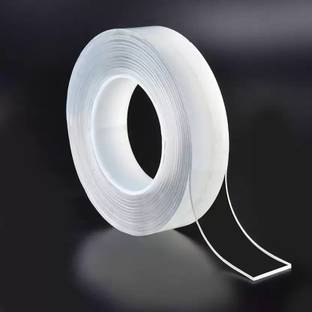 My Machine Double Sided Removable Traceless Adhesive Washable Sticky Grip Tape (3 Meter) Double Sided Washable Grip Multipurpose Removable Traceless Transparent Tape Tapestry