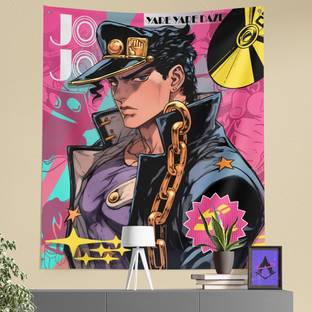 ComicSense JoJo's Bizarre Adventure Star Platinum Printed Anime Tapestry for Home Decor Bedroom Living Room - 56 X 46 Inches Tapestry