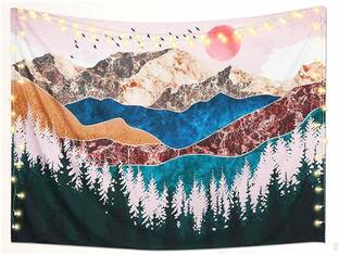 STHIRA Sunset Forest Tree Mountain Tapestry Wall Hanging Psychedelic Nature Landscape Sunset Forest Tree Mountain Tapestry