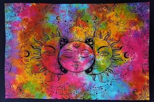 DORAYA Three Face Sun Multi Star Sun Moon Taron Hippie Bohemian Good Luck Small Mandala Tapestry 30x40 Tapestry