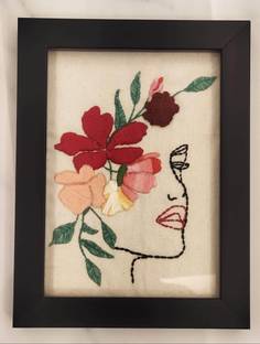 Shampa Female face with flowers Modern Art Tapestry