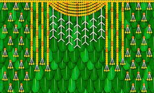 Epoojacart Model - 49 - Marigold Flower Hangings on Banana Leaf Design Backdrop Festival Decoration Tapestry