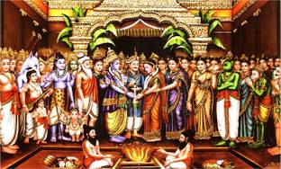 Epoojacart (Model 37) Srinivasa kalyanam Wedding Backdrop Cloth for House Hold Functions Srinivasa kalyanam Wedding Backdrop Cloth for House Hold Functions Tapestry