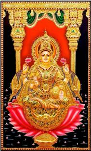 Epoojacart (Model 5) Tanjavur Laxmi Devi Backdrop - God Backdrops (5x8 ft) Pooja Backdrop Tapestry