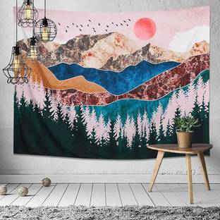 PALAY Sunset Forest Tree Mountain Tapestry ,Wall Art Tapestry,Wall Hanging Tapestry, Nature Landscape Tapestry Tapestry