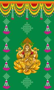 HRK CREATION Varamahalakshmi Backdrop for Decoration ( 5FTX8FT ),BlackDrop Decoration VARLAKSHMI Tapestry