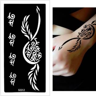 KICKWIX Heena stencil sticker reusable,for Both Hand Mehandi Sticker Design 1761 Temporary Tattoo Kit