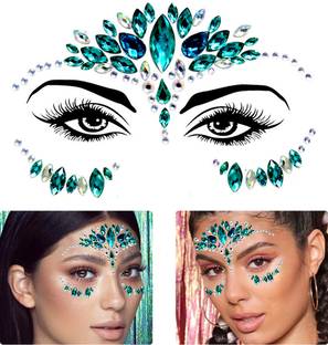HASTHIP Rhinestone Face Decoration Jewelry Sticker Peacock Princess Makeup Sticker Temporary Tattoo Kit
