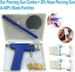 EPITECH MART Ear Gun Professional Piercing Gun & 2Pc Nose Piercing Gun 48pc Stude Punches Permanent Tattoo Kit