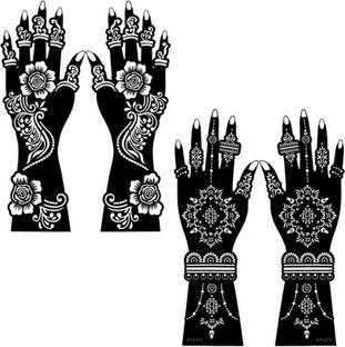 JMC Unique Mehndi Sticker Set of 4 Pes|Henna Stencil for Women, Girls model no 74-70 Temporary Tattoo Kit