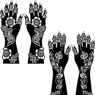 Make Unique Mehndi Sticker Set of 4 Pes|Henna Stencil for Women, Girls model no 074-77 Temporary Tattoo Kit