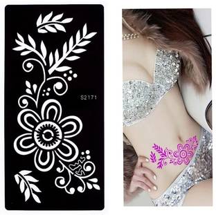 KICKWIX Heena stencil sticker reusable,for Both Hand Mehandi Sticker Design 1793 Temporary Tattoo Kit