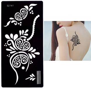 KICKWIX Heena stencil sticker reusable,for Both Hand Mehandi Stencil Sticker Design 1797 Natural Mehendi