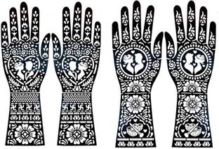 Make Unique Mehndi Sticker Set of 2 Pes|Henna Stencil for Women, Girls set no 52 Temporary Tattoo Kit