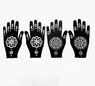 KICKWIX Heena stencil sticker reusable,for Both Hand Mehandi Stencil Sticker Design1736 Temporary Tattoo Kit