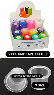 Forver tattoo 2pcs tattoo machine grip tape and 100pcs M size tattoo inkcup combo pack Permanent Tattoo Kit