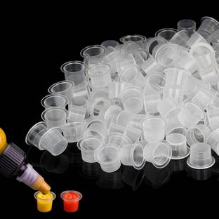 RAJry Medium Size 100 Pcs Silver Tattoo Color Cup Permanent Tattoo Kit