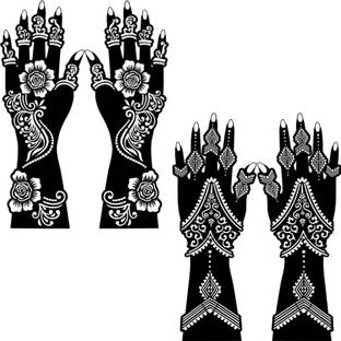 Make Unique Mehndi Sticker Set of 4 Pes|Henna Stencil for Women, Girls model no 074-79 Temporary Tattoo Kit