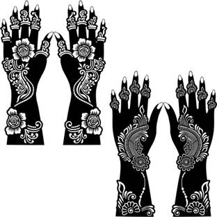 Make Unique Mehndi Sticker Set of 4 Pes|Henna Stencil for Women, Girls Model no 074-75 Temporary Tattoo Kit