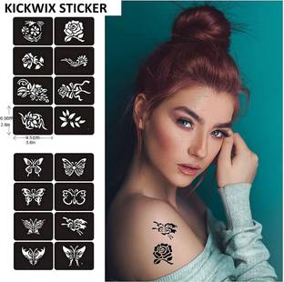 KICKWIX Heena stencil sticker reusable,for Both Hand Mehandi Stencil Sticker Design 1791 Temporary Tattoo Kit