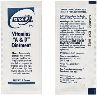 Rensow Vitamin A&D 5gm Pouch for Healing Tattoos-Pack of 25pcs Permanent Tattoo Kit