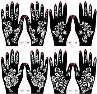 KICKWIX Henna Tattoo Stencil Women Girls Hand Finger Paint Temporary
