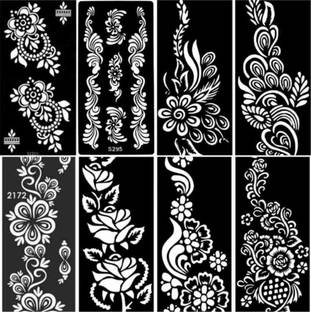 KICKWIX Heena stencil sticker reusable,for Both Hand Mehandi Stencil (FLORAL) Natural Mehendi