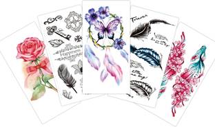 S.A.V.I Pack of 5 Waterproof Temporary Tattoo Stickers For Men & Women