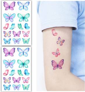 S.A.V.I 2 Sheets - Vivid Beautiful Butterfly Temporary Tattoos for Kids & Adults
