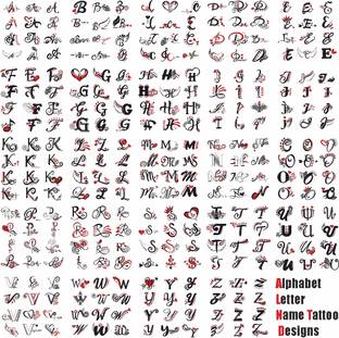 komstec A to Z Alphabet Name Letter Temporary Tattoo Sticker For Male And Female Tattoo