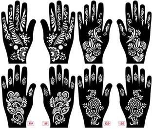 KICKWIX Set of 8 Henna Tattoo Stencil | Mehandi Stencils For Women, Girls & Kids