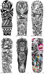 HASTHIP 6 sheets Temporary Tattoos for Arm, Legs, Large Sleeve Tattoos Temporary