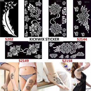 KICKWIX Heena stencil sticker reusable,for Both Hand Mehandi Stencil Sticker Design 1775 Temporary Tattoo Kit