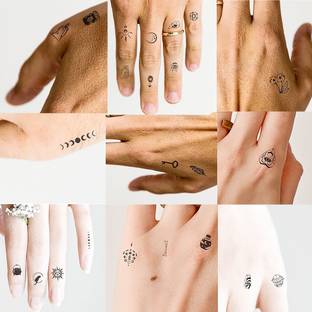 voorkoms Finger Tattoo Moon Galaxy Key Heart Waterproof Temporary Body Tattoo