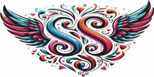 voorkoms SS Letter With Wing Temporary Tattoo For Male And Female Tattoo Sticker