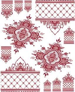 The Canvas Arts Heena Mehndi Hands Temporary Design Red Maroon Stickers For Girls Female & Women