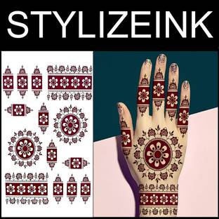 stylizeink Red Enchanted Design Henna Temporary Tattoo Stickers