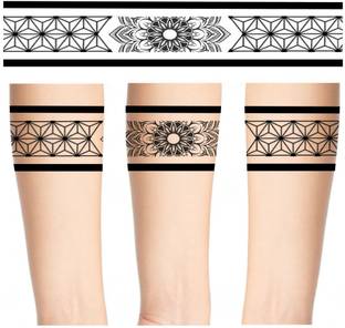 TATMODS Flower Modern Mix Black Hand Band Waterproof Temporary Body Tattoo