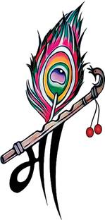 fashionoid Maa With Murli & Peacock Feather Waterproof Temporary Tattoo