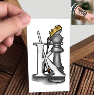 Vanvati Black And White K With Chess Temporary Tattoo For Male ANd Female