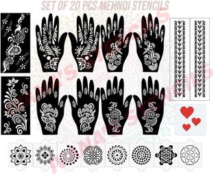 KICKWIX Henna Tattoo Stencil Women Girls Hand Finger Paint Temporary Tattoo (FLORAL)
