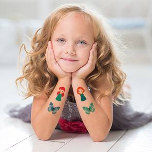 voorkoms Princess Doll with Butterfly Barbie Waterproof For Kids Girls Temporary Tattoo
