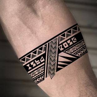 fashionoid Black Greek Aztec Hand Band Waterproof Temporary Tattoo For Boys Girls