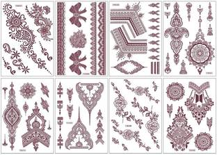 maycreate 8 Sheets Henna Tattoo Stickers Mandala Floral Patterns for Arm Hand and Feet