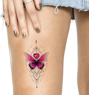 stylizeink Pink Butterfly Trible Design Temporary Tattoo Waterproof Hot Tattoo Girl Woman