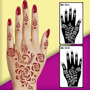 Vanvati Traditional Look Mehndi Stencil Sticker Left & Right Hand Design Set
