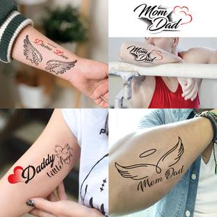 Temporary Tattoowala Wing with Mom Dad Design Combo Pack of 4 Men Women Temporary Tattoo